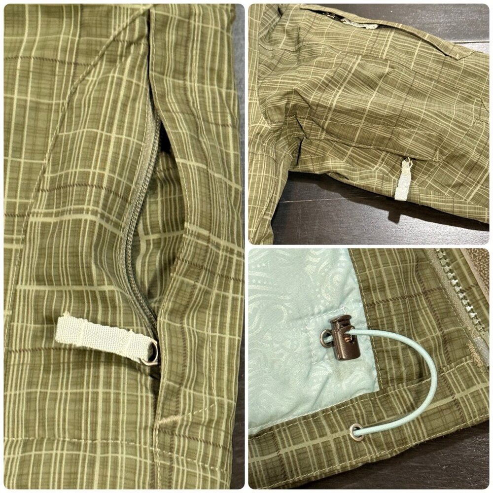 The North Face Y2K Womens Sz S Green Brown Plaid Hooded Ski Jacket - Picture 7 of 10